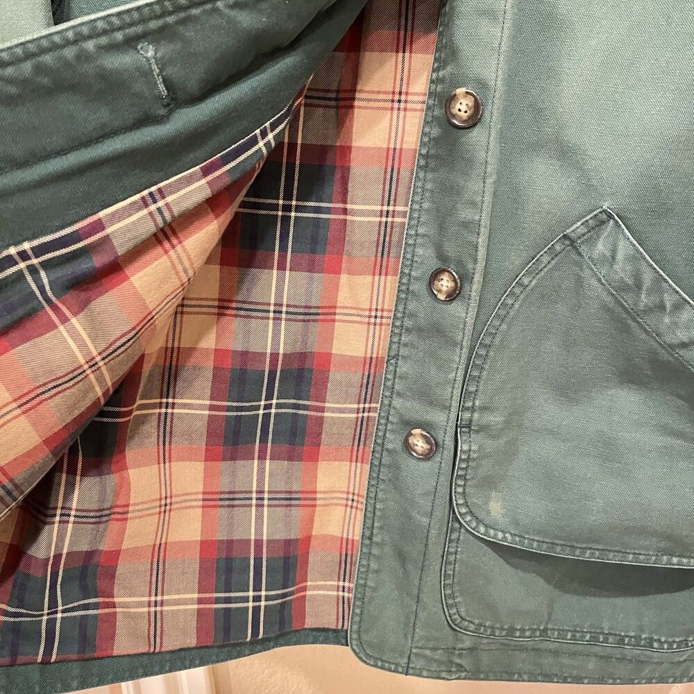 Lands End Green Cotton Plaid Lining PS 6-8 Corduroy Chore Barn Work Coat Jacket - Picture 5 of 10